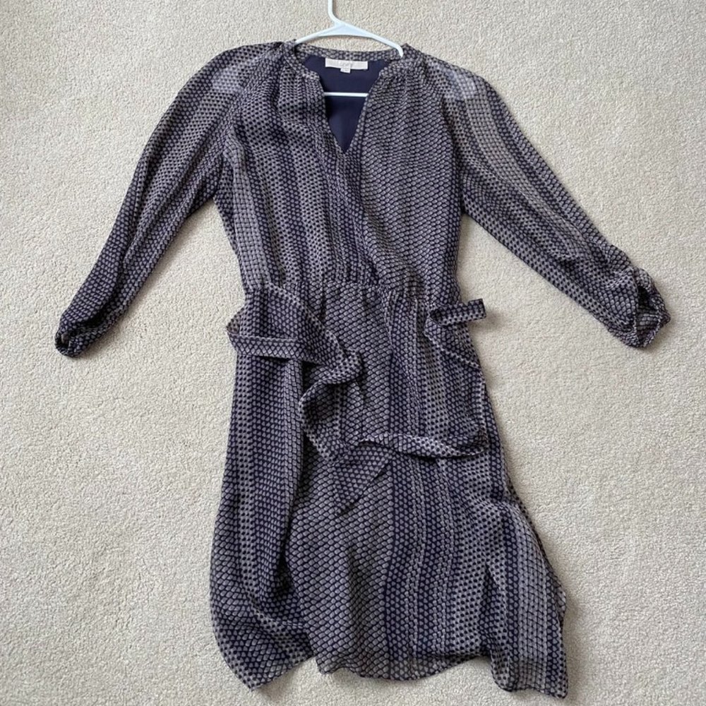 Loft Snakeskin print tie purple dress Sz S